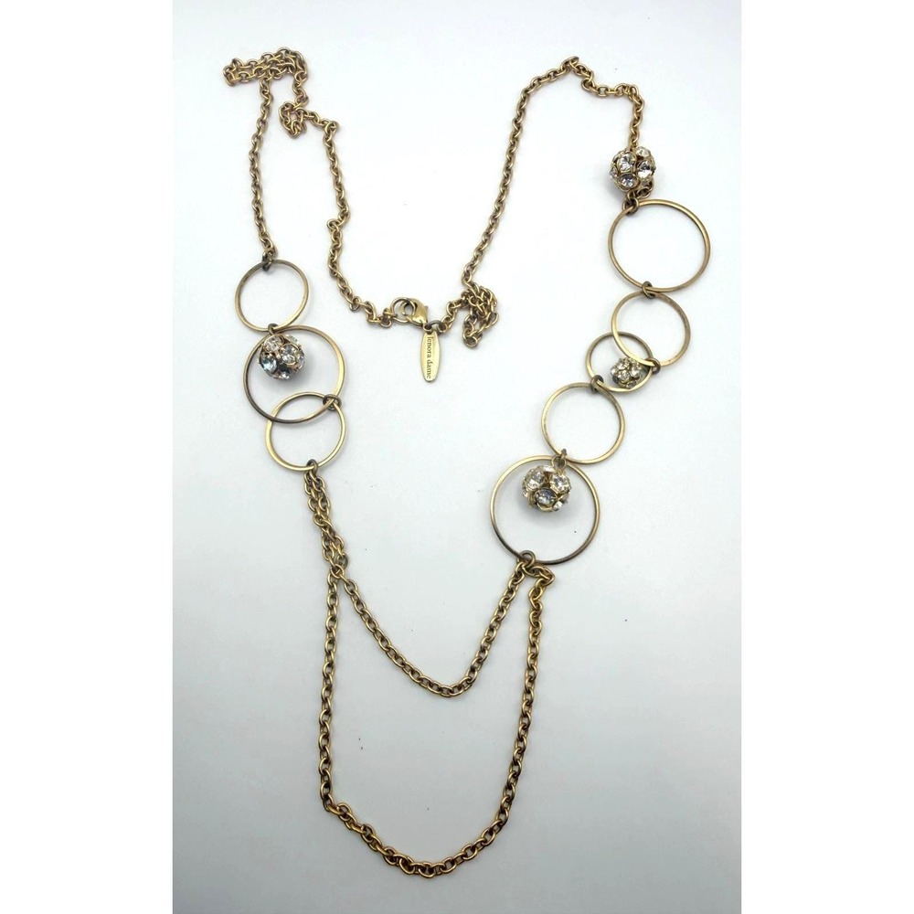 Unique Lenora Dame Gold Tone Long Necklace‎ Crystal Orbs 32" 37" Drop